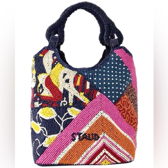 🌺🎉HP🎉🌺 NWT Staud Beaded Cote Bag Patchwork Foulard 🌟Rare Find🌟 - Picture 13 of 16